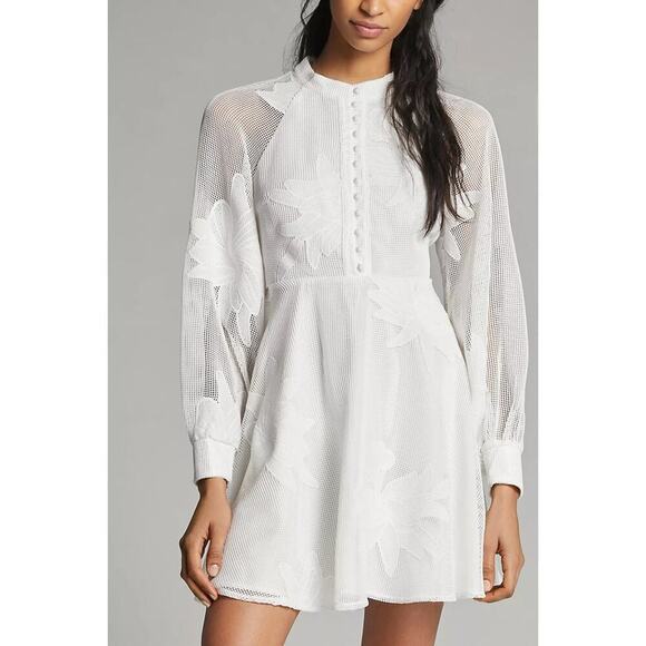 Anthropologie Mare Mare Sabine Embroidered Mini Dress Sz XS White - Picture 1 of 9
